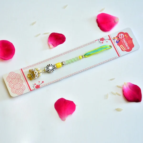 Stylish Lumba Rakhi with with Floral Motif for Bhabhi - Image 2