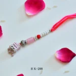 Classic Pearl & Pink Bead Lumba Rakhi for Bhabhi - RK-288