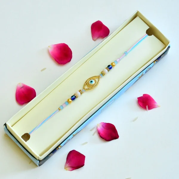 Chic Evil Eye Rakhi with Protective Charm - RK-294 - Image 2