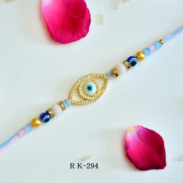 Chic Evil Eye Rakhi with Protective Charm - RK-294 - Image 1