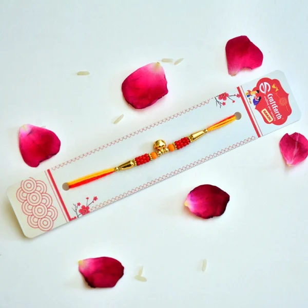 Elegant Ghungroo Rakhi with Sacred Red-Yellow Thread - RK-301 - Image 2