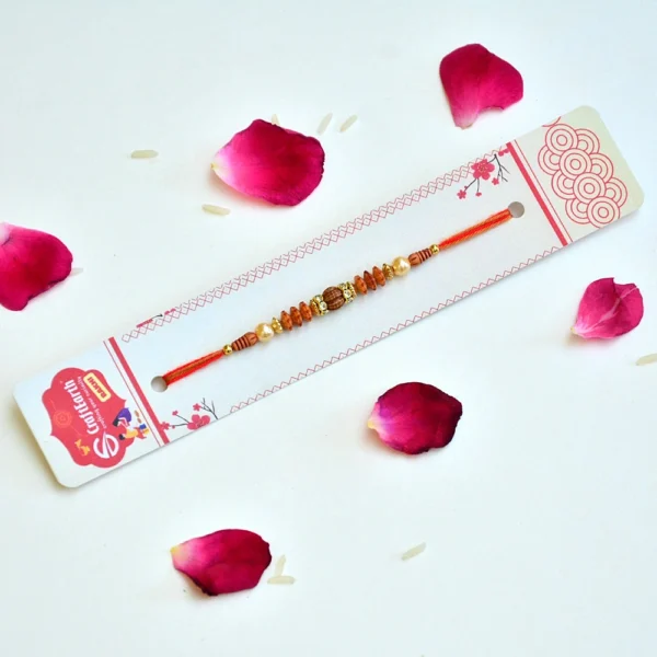 Minimalist Sacred Thread Rakhi with Wooden Bead - RK-305 - Image 2