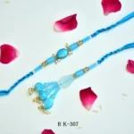 Elegant Turquoise Beaded Bhaiya Bhabhi Rakhi Set - RK-307