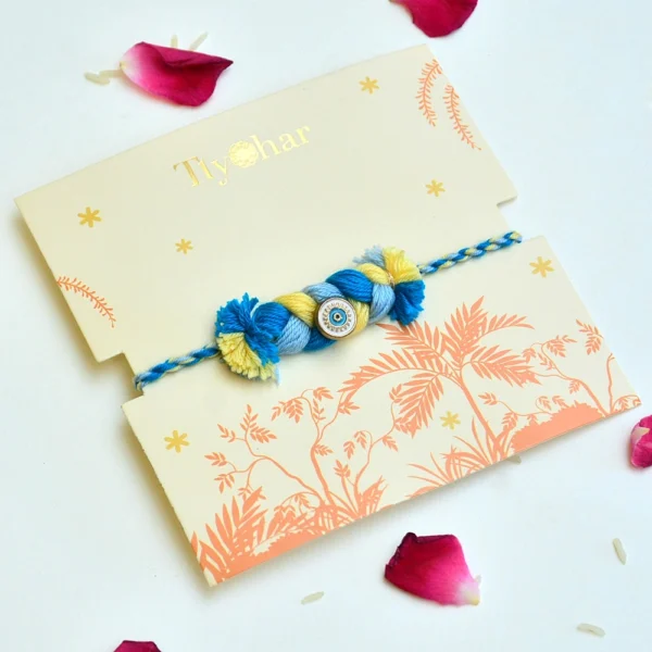 Handcrafted Evil Eye Protection Braided Rakhi - RK-308 - Image 2