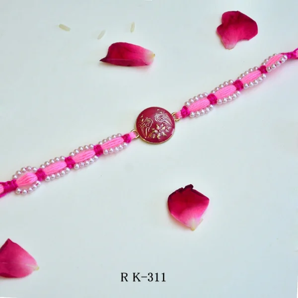 Elegant Floral Design with Pearl Beads Rakhi – RK-311 - Image 1
