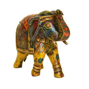 Hand-Painted Wooden Elephant Figurine – Traditional Indian Decor – WD-152-A