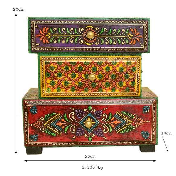 Handcrafted Wooden Chest of Drawers – Ethnic Rajasthani Design – WD-148-A - Image 4