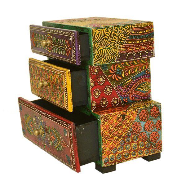 Handcrafted Wooden Chest of Drawers – Ethnic Rajasthani Design – WD-148-A - Image 2