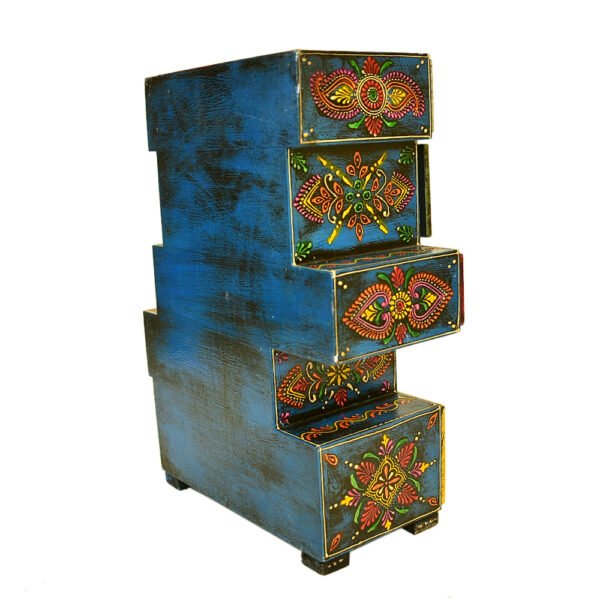 Handcrafted Wooden Chest of Drawers – Ethnic Rajasthani Design – WD-149-A - Image 3
