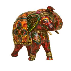 Hand-Painted Wooden Elephant Figurine – Traditional Indian Decor – WD-151-A