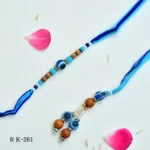 Elegant Evil Eye Bhaiya Bhabhi Rakhi Set with Pearl Beads - RK-261