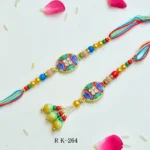 Colorful Enamel Bhaiya-Bhabhi Rakhi Set – RK-264 | Multicolor Beads & Stone Embellishment