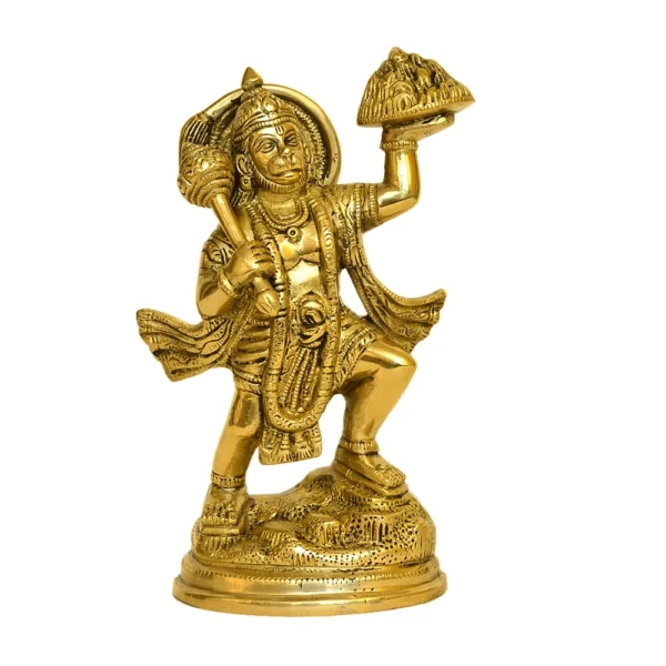 Brass Lord Hanuman with Sanjeevani Parvat Idol - BR-309-A - Image 1
