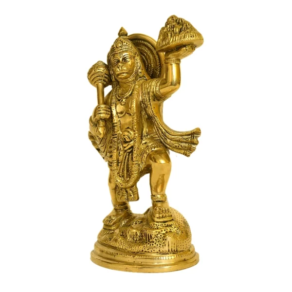 Brass Lord Hanuman with Sanjeevani Parvat Idol - BR-309-A - Image 3