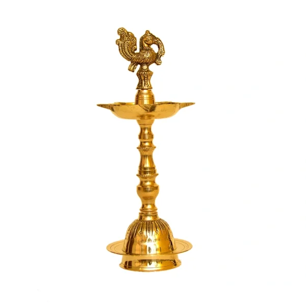 Brass Peacock Diya, Traditional Indian Oil Lamp - BR-306-A - Image 1