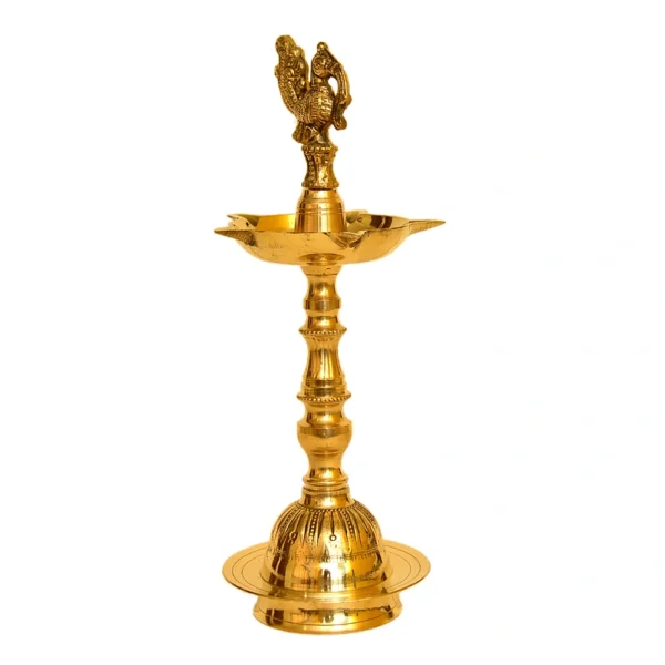 Brass Peacock Diya, Traditional Indian Oil Lamp - BR-306-A - Image 3