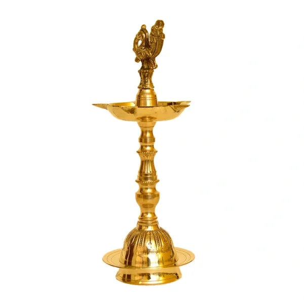 Brass Peacock Diya, Traditional Indian Oil Lamp - BR-306-A - Image 2