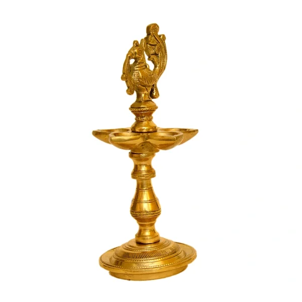 Traditional Brass Panchmukhi Peacock Diya – BR-310-A - Image 3