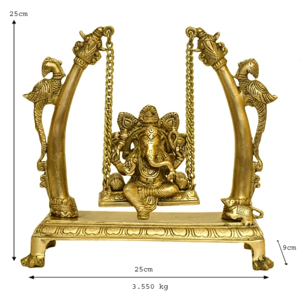 Traditional Brass Lord Ganesha Jhula Idol - BR-316-A - Image 4