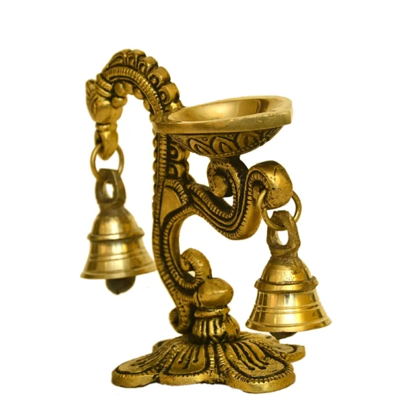 Traditional Brass Diya with Bell – BR-317-A - Image 2