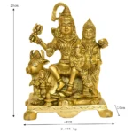 Divine Brass Shiva Parivar Idol – Lord Shiva, Parvati & Ganesha on Nandi - BR-285-B - Image 4