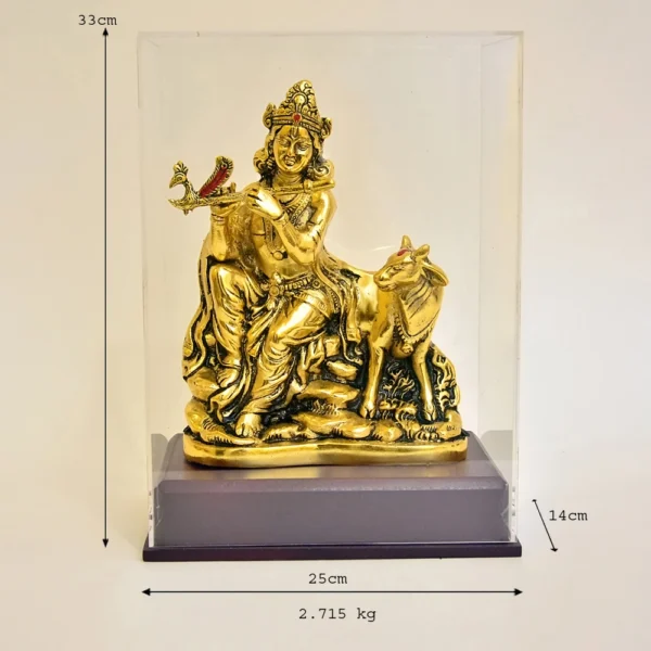 Decorative Divine Lord Krishna Idol with Cow - GC-W-187-A - Image 4