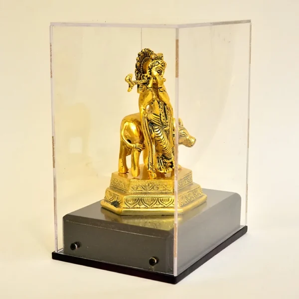 Elegant Krishna with Cow Idol - Handcrafted Flute Playing Murti – GC-W-188-A - Image 3