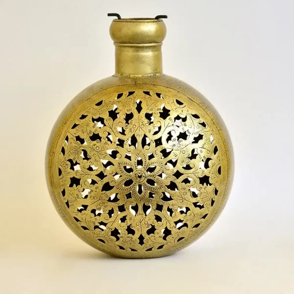 Antique Golden Lantern & Candle Holder Handcrafted Elegance I-194-A