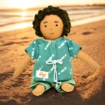 Handmade Fabric Doll “Reghu” in Green Kurta & Shorts GD-19 - Image 6