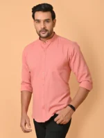 CraftEarth Men's Peach Color Solid Shirt - FS - C12 - Image 5