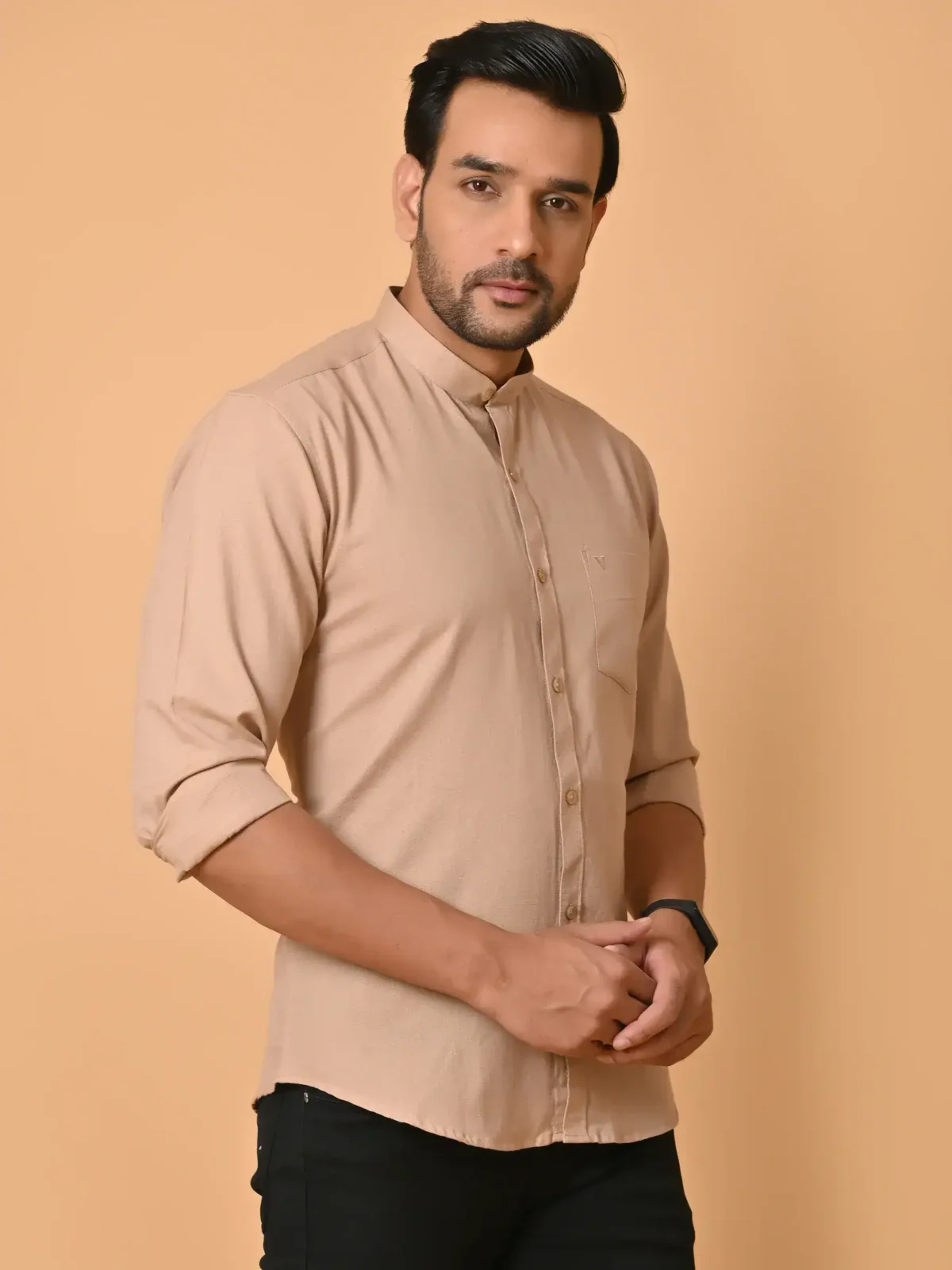 CraftEarth's Men's Pine Brown Solid Shirt - FS - C39 - Image 5