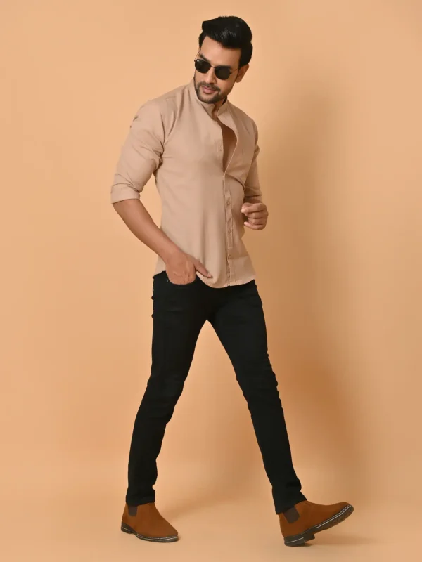 CraftEarth's Men's Pine Brown Solid Shirt - FS - C39