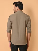 CraftEarth Men's Light Brown Solid Shirt - FS-C4 - Image 2