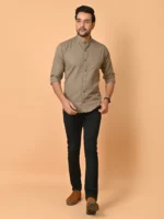 CraftEarth Men's Light Brown Solid Shirt - FS-C4 - Image 4