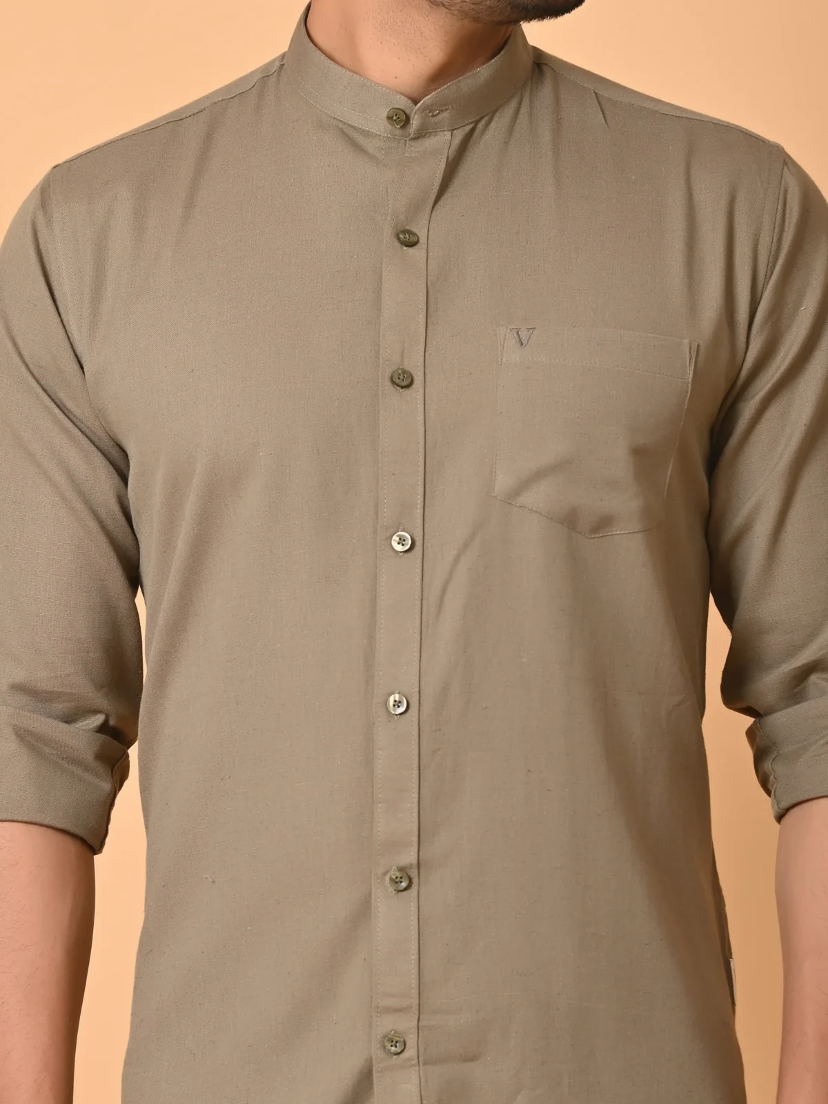 CraftEarth Men's Light Brown Solid Shirt - FS-C4 - Image 3
