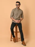 CraftEarth Men's Light Brown Solid Shirt - FS-C4