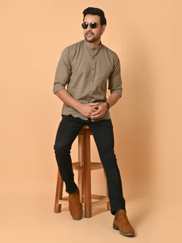 CraftEarth Men's Light Brown Solid Shirt - FS-C4