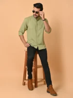 CraftEarth's Men's Mantis Green Solid Shirt FS-C35