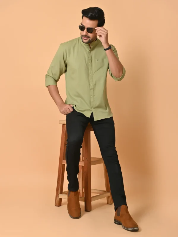CraftEarth's Men's Mantis Green Solid Shirt FS-C35
