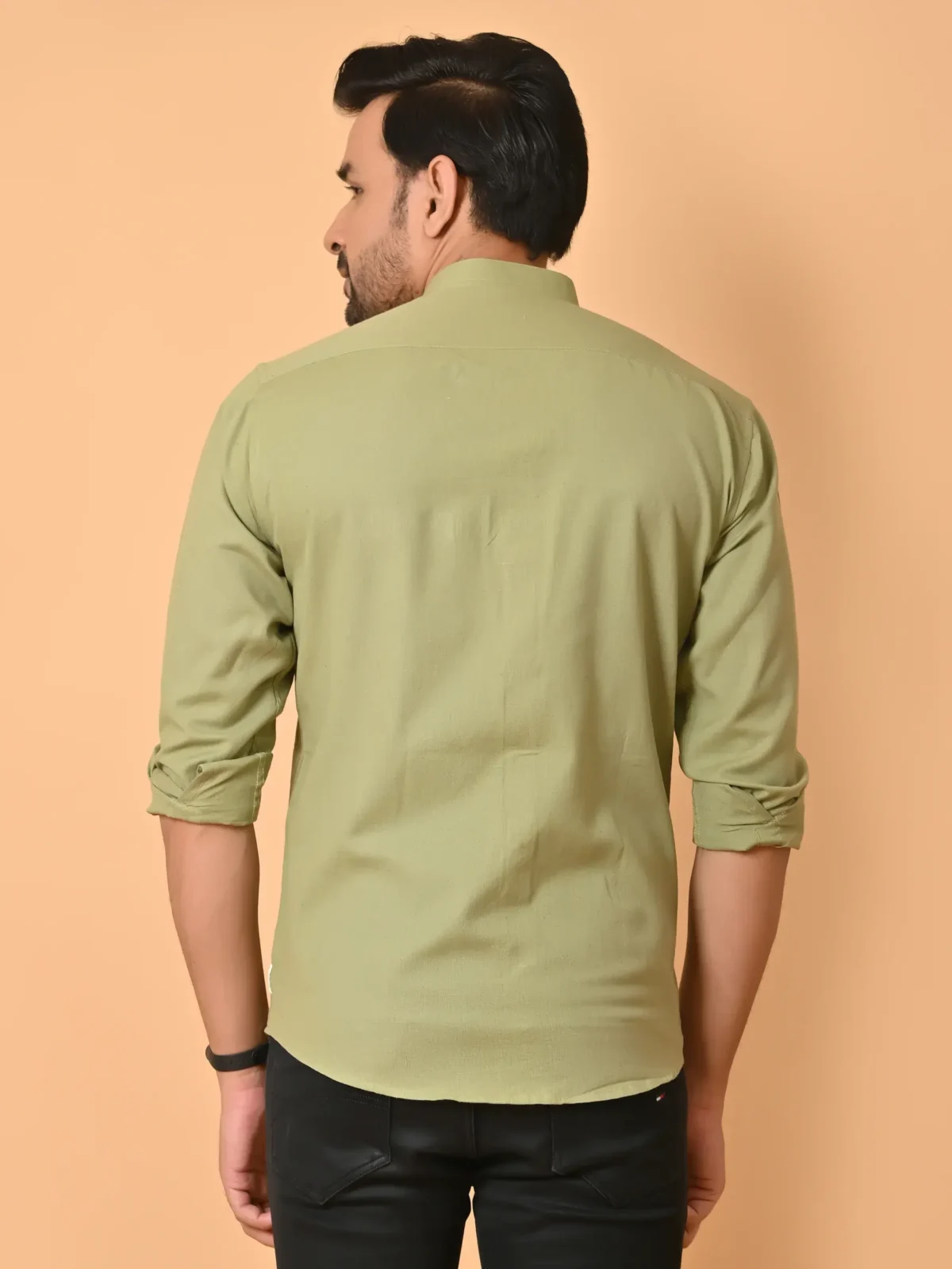 CraftEarth's Men's Mantis Green Solid Shirt FS-C35 - Image 4