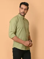 CraftEarth's Men's Mantis Green Solid Shirt FS-C35 - Image 2
