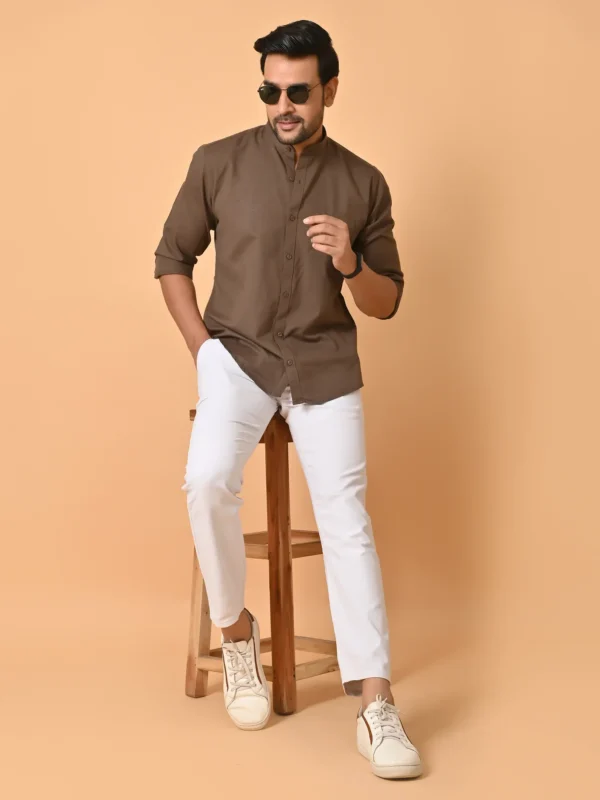 CraftEarth's Men's Chocolate Brown Solid Shirt - FS - C40