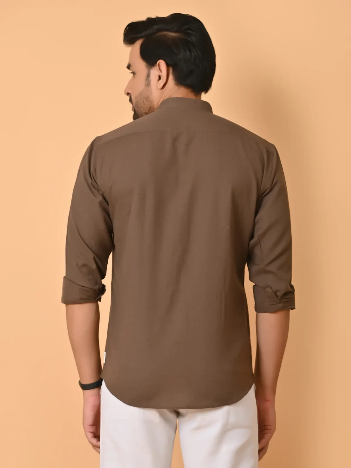 CraftEarth's Men's Chocolate Brown Solid Shirt - FS - C40 - Image 3