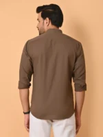 CraftEarth's Men's Chocolate Brown Solid Shirt - FS - C40 - Image 3