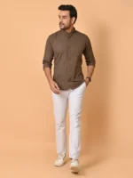 CraftEarth's Men's Chocolate Brown Solid Shirt - FS - C40 - Image 2