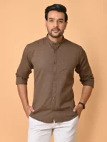 CraftEarth's Men's Chocolate Brown Solid Shirt - FS - C40 - Image 5
