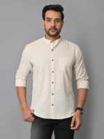 CraftEarth's Men's Creamy White Solid Shirt - FS - C32 - Image 5