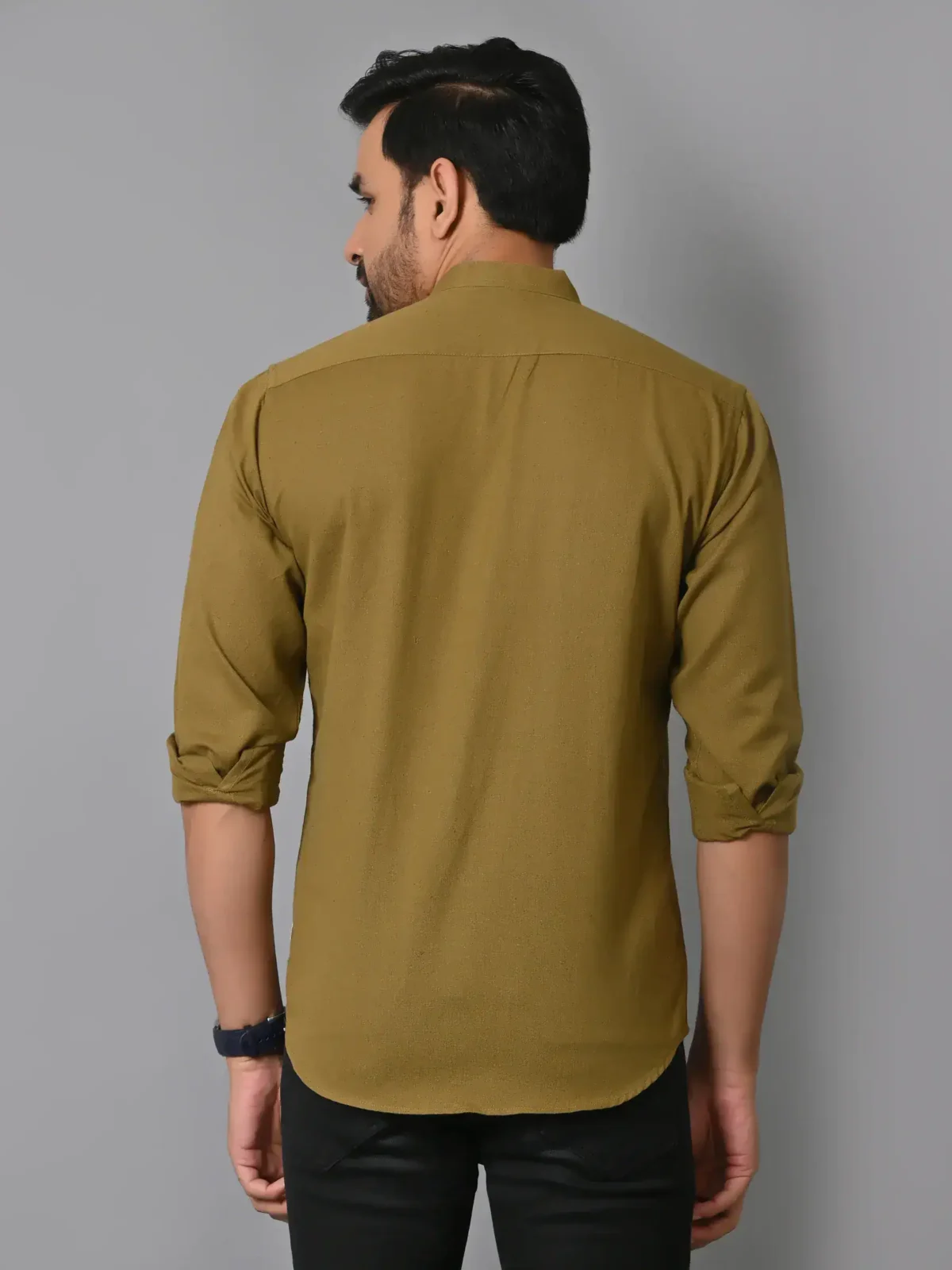 CraftEarth's Men's Olive Green Solid Shirt - FS - C27 - Image 4
