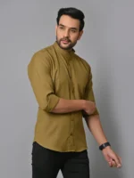 CraftEarth's Men's Olive Green Solid Shirt - FS - C27 - Image 5