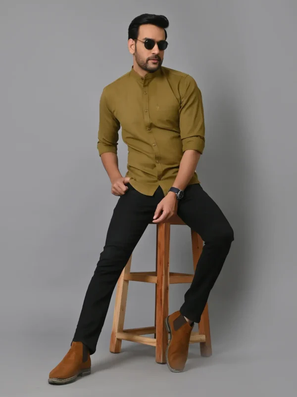 CraftEarth's Men's Olive Green Solid Shirt - FS - C27